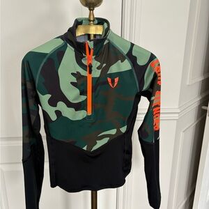 Women's Camouflage Rash Guard with Orange Accents